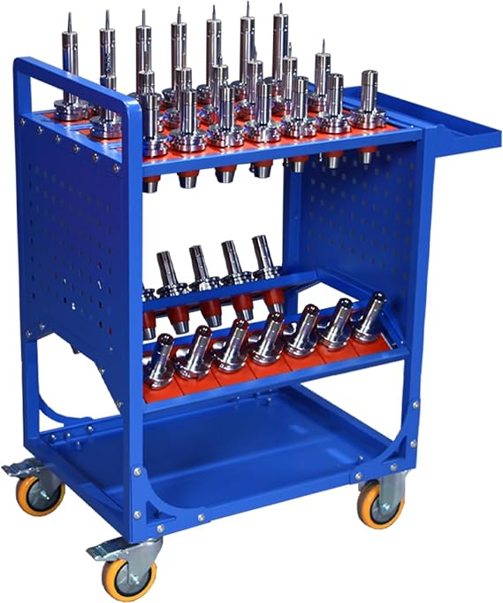 Mobile CNC Tool Storage Cart, Multi-Function Workshop CNC Tool Holder Transfer Cart for Warehouses Machining Centers