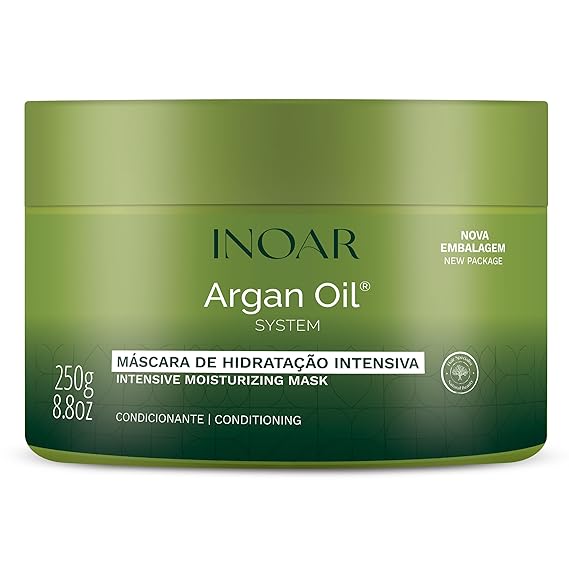 INOAR Argan Oil Hair Mask Hidratante Deep Moisture & Repair Treatment, 8.8 Fl Oz