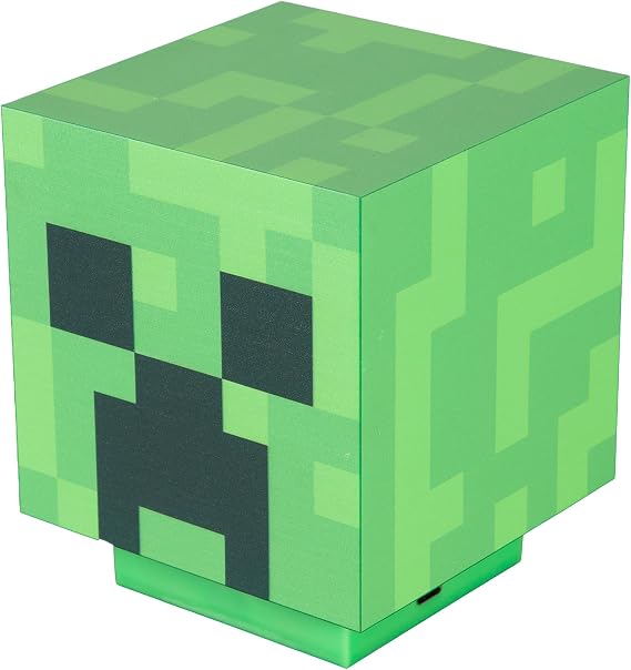 Minecraft: LED Night Lamp - Creeper - 4" Green Pixel Cube Night Light, Illuminates Up to 10hrs, USB Charging, Game Themed Design Decor, Licensed