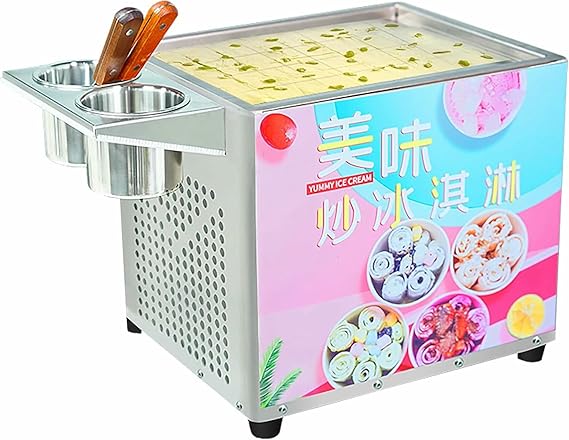 220W Rolled Ice Cream Maker, Stir-Fried Ice Cream Roll Making Machine, Yogurt Cream Machine for Bars Cafes Dessert Shops, Ce/Fcc/CCC/Pse
