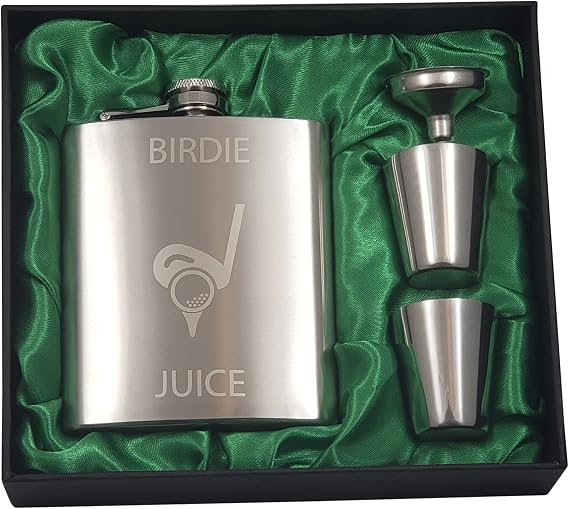 Golf "Birdie Juice" Flask - 7 oz Flask Gift Set