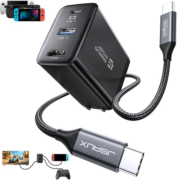JSAUX 65W Switch Dock with 4K@120Hz HDMI, 65W PD Fast Charging, USB A Port | USB C TV Docking Station Compatible with Switch/Steam Deck/ROG Ally/Samsung/iPad/MacBook and More - OmniCentro Charger Dock