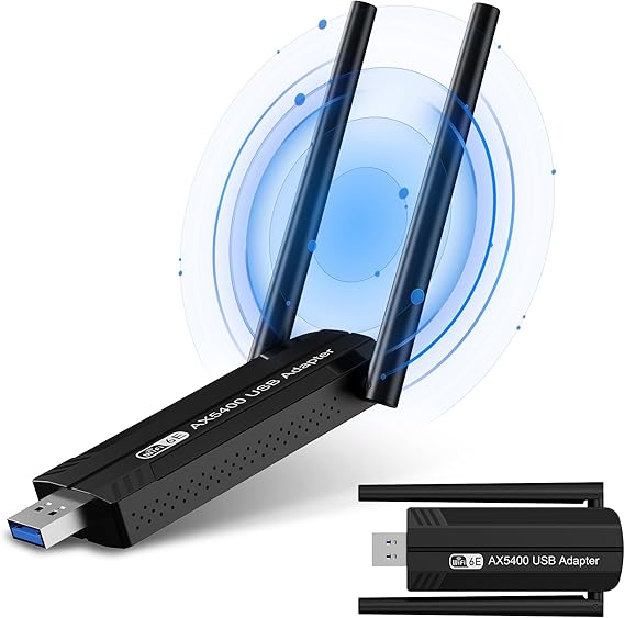 AXE5400 WiFi 6E USB Adapter, Tri-Band USB Network Adapter for Desktop PC Laptop, 6GHz 2402Mbps + 5GHz 2402Mbps + 2.4G 574Mbps, USB 3.0, Windows 11/10