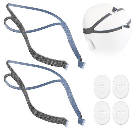 Replacement Headgear Compatible with P10 Nasal Pillow Adjustable Replacement Headgear Cpap Headgear Strap Replacements Adjustable Elastic Straps with Clips Pack of 2