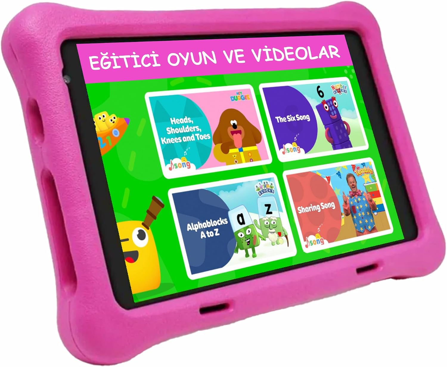NPO 8" IPS Display Android 13.0 A133P 1.8GHz Antishok Kids Tablet, Kids Tablet (4GB RAM - 64GB Capacity, Pink, 8 Inch)