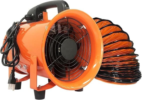Dust Extractor Ventilation Fan, 300mm 12" 380W Portable Hose Workshop Fume Air Blower, 230v Dust Fume Extractor Ventilation Fan with 5m Duct, Ideal for Workshops, Welding Booths, Factories
