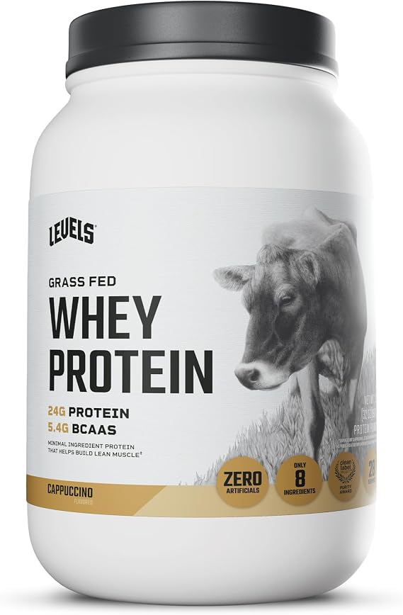 Levels Whey Protein Powder, No Artificial Ingredients, Cappuccino, 2LB