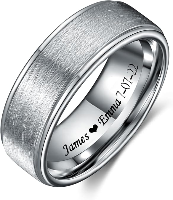 Personalized Engraved Tungsten Ring for Men