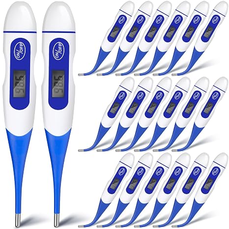 TrelaCo 20 Pcs Digital Thermometers, Oral Fast Reading, Blue