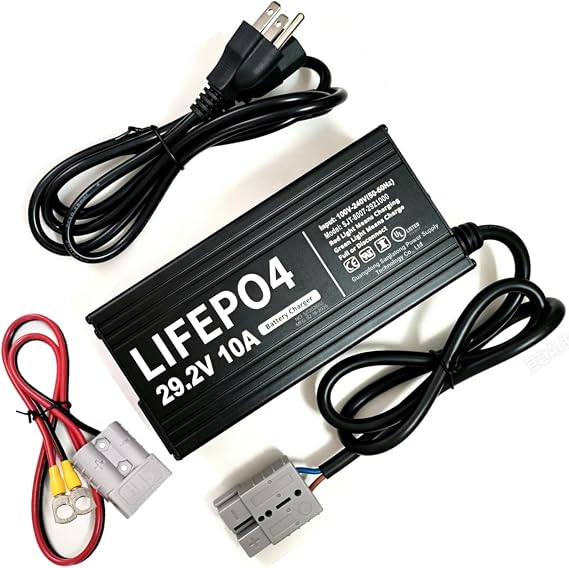 24V 10A Lithium Battery Charger 29.2V LiFePO4 Battery Smart Charger with Anderson Connector LED Indicator Special for Lithium 24V LiFePO4 Deep Cycle Rechargeable 30AH-150AH Batteries Charger
