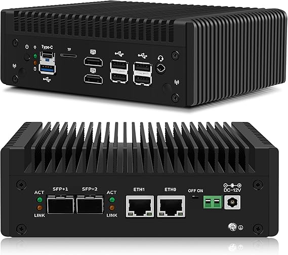 CWWK Mini PC N150 10GbE Firewall Appliance, Dual 10Gbit SFP+, 2 x i226-V 2.5GbE LAN, Micro OPNsense Box, 10Gb Mini Computer, NO RAM/SSD, DDR5, M.2 NVMe, E-key, USB-C, AES-NI