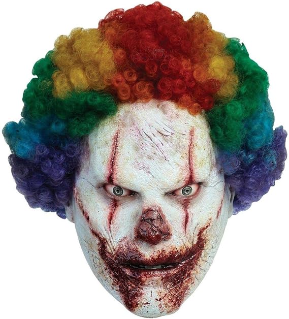 Ghoulish Productions Clown Mask. Clown Mask. Clown Face Latex Mask. White Clown With Blue Hair Mask. Clown Scary Mask For Adults. Clowns Line. Adult Mask. One Size Latex Mask