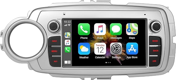 4+64GB for Toyota Yaris Radio 2012-2017 Wireless/Wired Carplay Android Auto with 8" Inch IPS Touchscreen GPS Navigation for Car Stereo Head Unit Built-in DSP with Free Backup Camera
