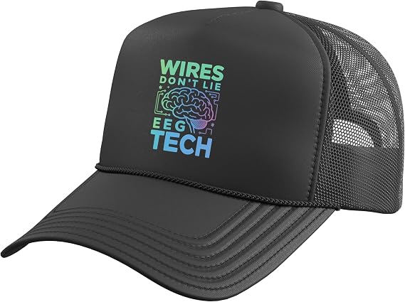 EEG Tech Brainwave Electroencephalographic Technician Trucker Hat with Adjustable Mesh Back