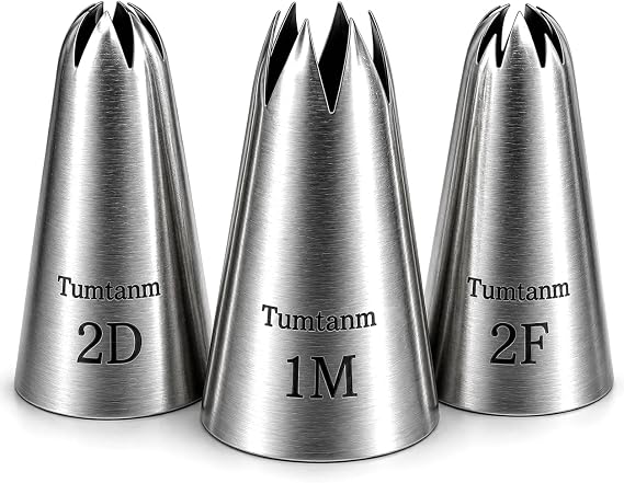 Piping Tip,3PCS Tumtanm Seamless Stainless Steel Large Icing Piping Nozzles, DIY Icing Nozzle Tool for Cupcakes Cookie Cake Decorating