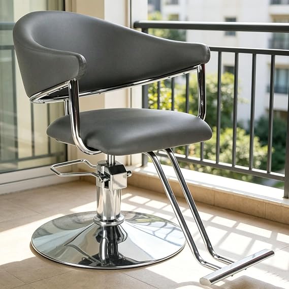 Barber Chair for Barbershop Hydraulic, Heavy Duty Hydraulic Chair with Metal Pedal, Spa Beauty Equipment for Hair Salons, and Barbershops(Gray)