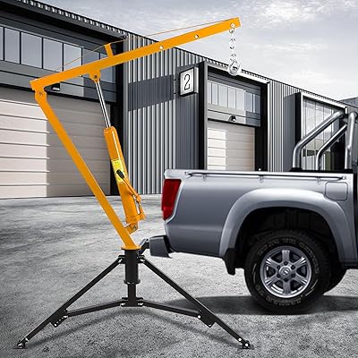 Hydraulic Hitch-Mount Truck Crane Professional 2 in Hitch Receiver, 3 Adjustable Capacities: 500 LBS, 750 LBS, 1000 LBSMAX Yellow