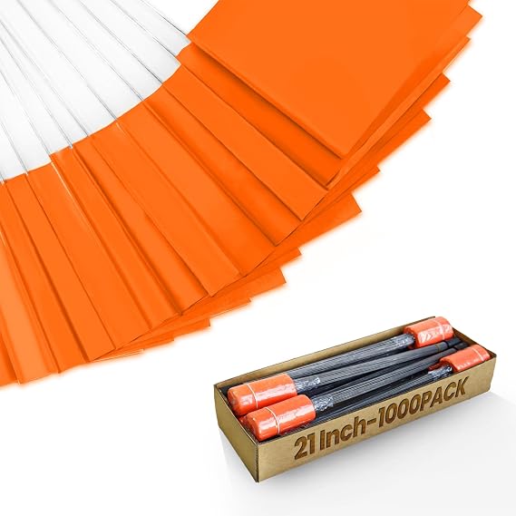 Zozen 21x5x4 In Extended Flag Pole Marking Flags,1000Pcs Fluorescent Orange