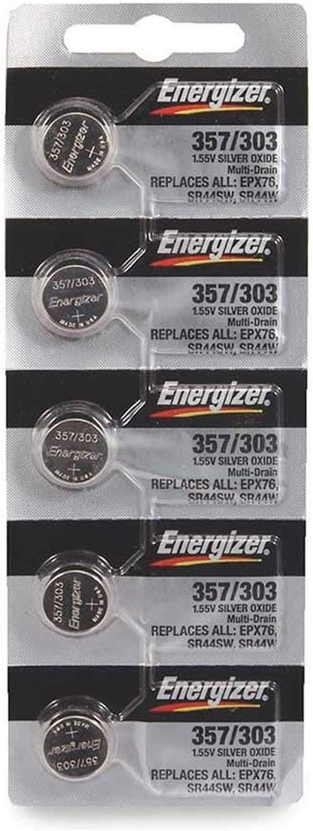 Energizer 357/303 Silver Oxide Battery: Card of 5