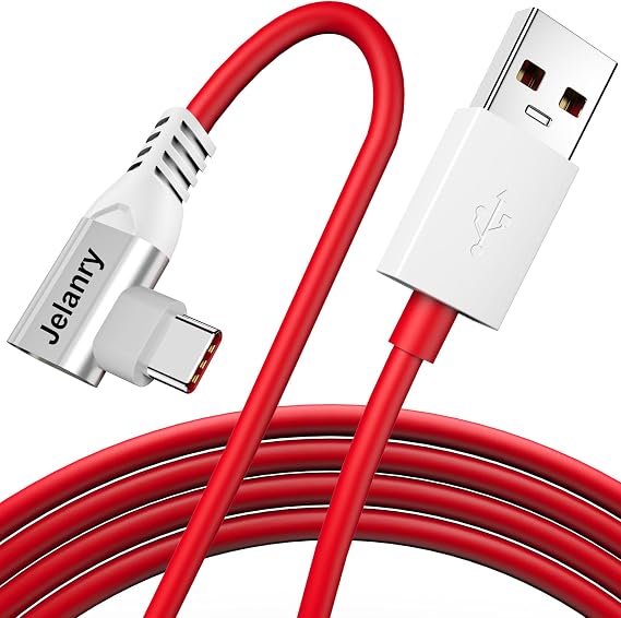 Jelanry Right Angle 6FT USB A to C Cable for OnePlus for Supervooc/Dash/Warp-Charging, 65W 67W 80W Fast Charging Cable Rapid Data Sync USB Type C Cable for OnePlus 12 13 15 Open 11 10 8T Nord 2T