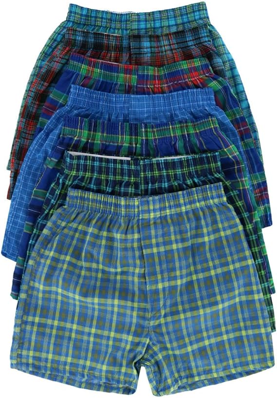 Fruit of the Loom Boy's Tartan Plaid Boxers Assorted (7 Pack), Large, Assorted