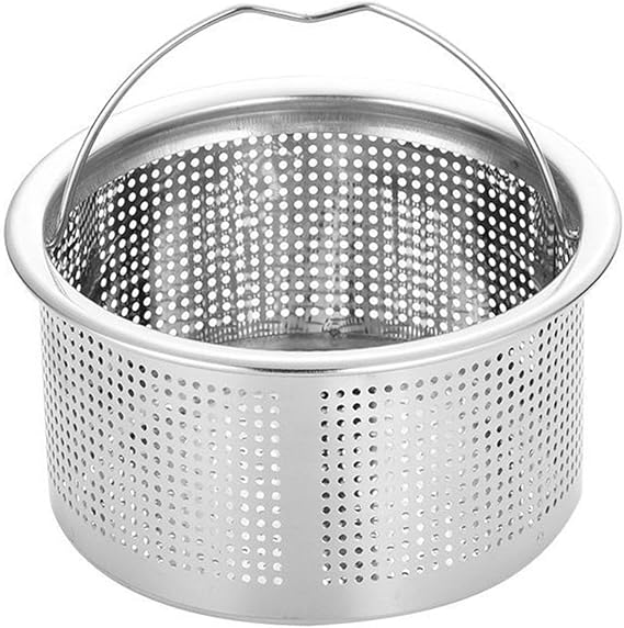 Kitchen Sink Drain Basket, 3-inch Basket for Kitchen Sink Strainer Replacement, Deep Cup with Handle, SUS 304 Stainless Steel