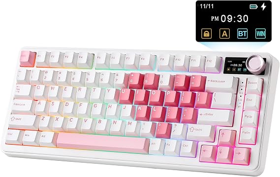 YUNZII B75 PRO MAX 75% Mechanical Keyboard (White, Milk V2 Switch)