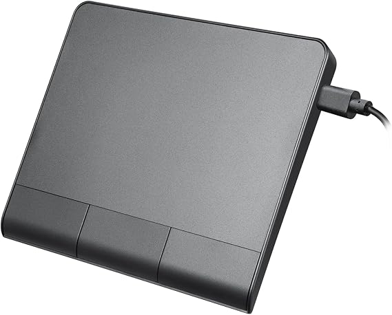 Perixx PERIPAD-506 Wired Slim USB Touchpad, Large Size 135x116x14mm, Multi-Touch Navigation, Detachable USB-C Cable, Black