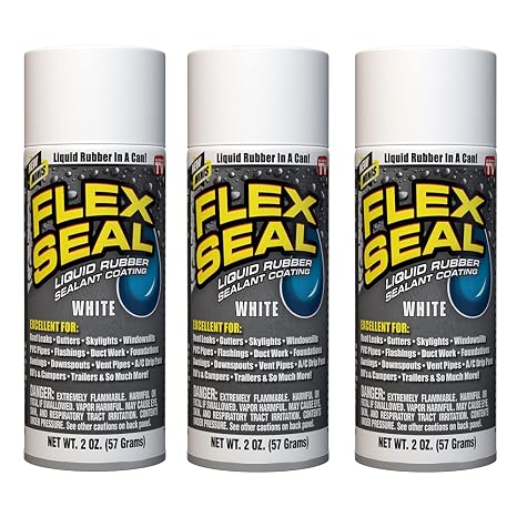 Flex Seal Spray Rubber Sealant Coating, Waterproof, White, 2 oz, 3-Pack