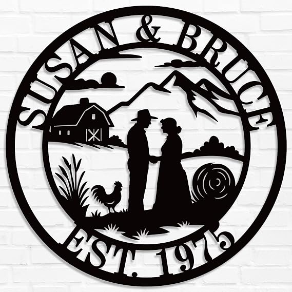 Custom 10th 20th 25th 30th 40th 50th 60th 70th Anniversary Metal Sign, Wedding Gifts for Couples,Personalized Wedding Anniversary Sign Gifts, Custom Name Sign, House Warming Gifts New Home,For parents, wife, husband, couple