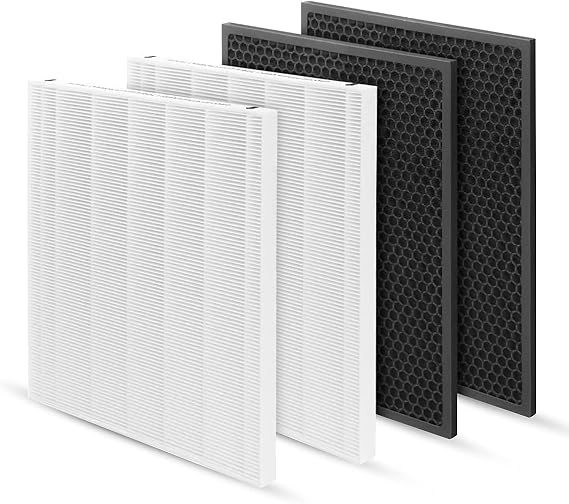116130 Filter H Replacement Compatible with 5500-2 Air Purifier - Pack of 2 + 2 Activated Carbon Filters - Not Fit Air Doctor