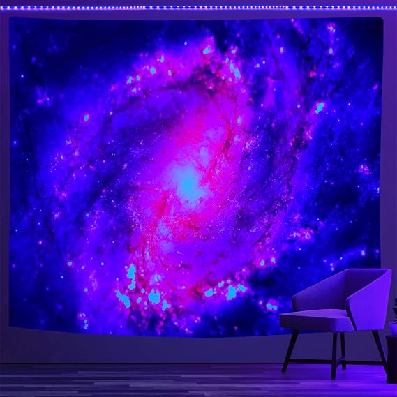 PSYHILAR Blacklight Posters for Adults and Teens Purple UV Reactive, Space Galaxy Black Light Tapestry for Boys Room (40 x 30 Inches)