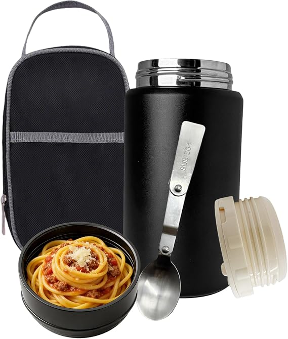 Food Flask 750ML Stainless Steel Vacuum Soup Flasks with Bag Spoon, Hot Food Flask for Hot/Cold Leak Proof Soup, Portable Food Jar for School Office Picnic