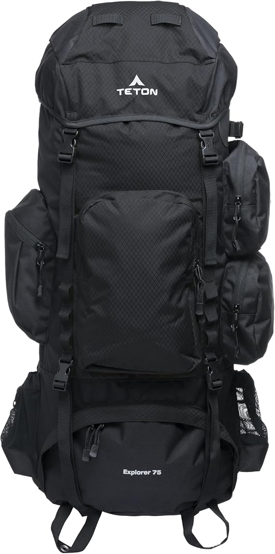 Teton 75L Explorer Internal Frame Backpack for Hiking, Camping, Backpacking, Rain Cover Included