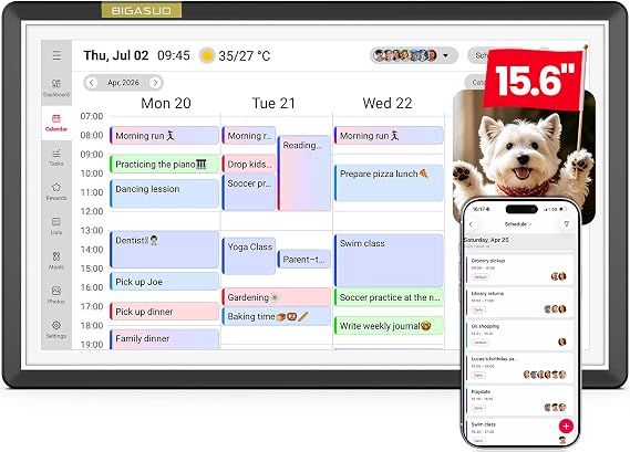 15.6" Smart Digital Calendar for Family, FHD Touchscreen Wall Calendar