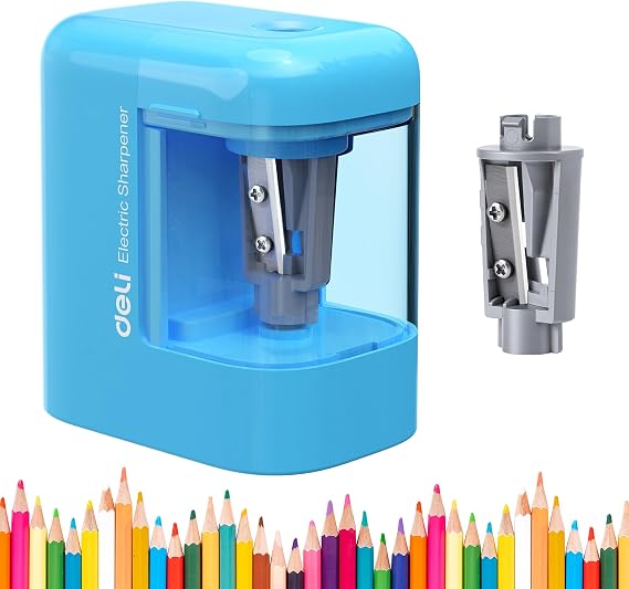 Deli Electric Pencil Sharpener, Battery Operated Portable Pencil Sharpener