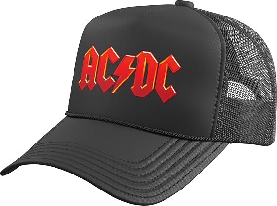 Official AC/DC Band Dark Red Logo Vintage Fan Gift Trucker Hat with Adjustable Mesh Back