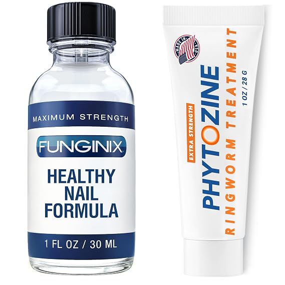 Anti-fungal Bundle Funginix Healthy Nail Formula and Phytozine Ringworm Treatment Extra Strength Broad Spectrum Antifungal Care Package