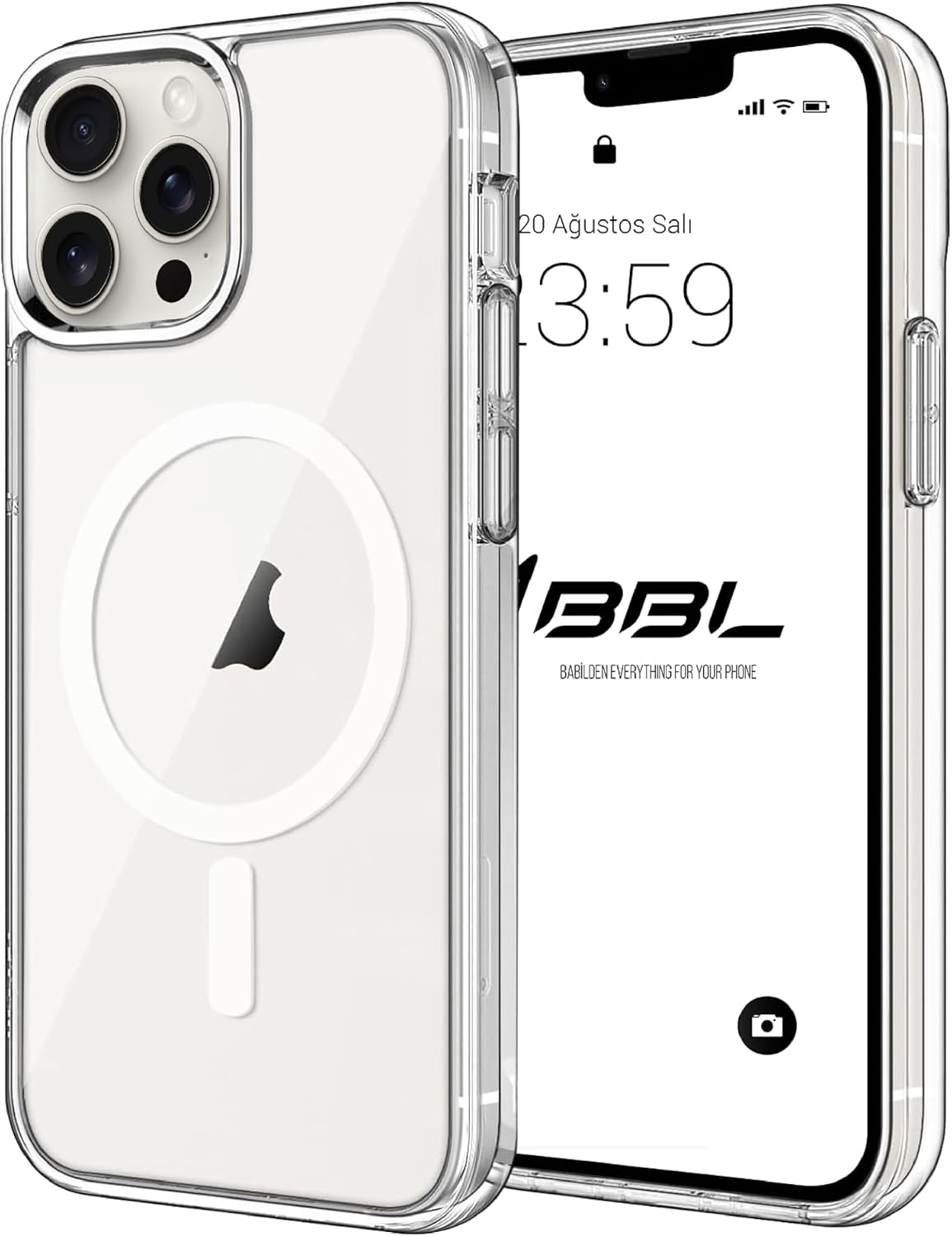 Babilden iPhone Magsafe Uyumlu Şeffaf Sert Kristal Mika Sararmaz Kılıf iPhone 13 Pro Max