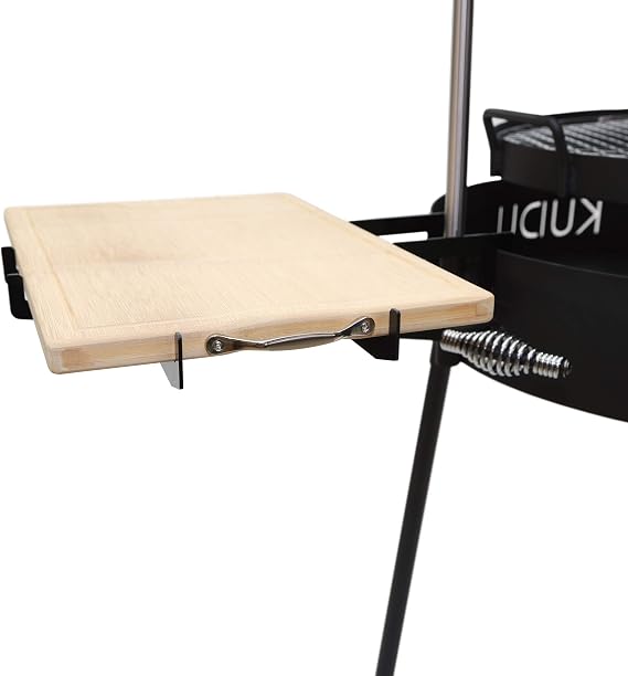 KUDU Grill Bamboo Cutting Board Attachement and Side Stand, for Food Preparation, Compatible with Kudu 1 and 2