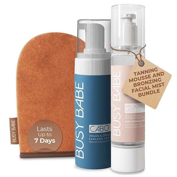 Tanning Bundle - Cabo Tanning Mousse Self Tanner for a Gorgeous Sunkissed Self Tan, Bronzing Facial Tanning Mist & Self Tanning Spray for a Natural Face Tan & Quick Tan - 200ml & 3.38 Fl Oz