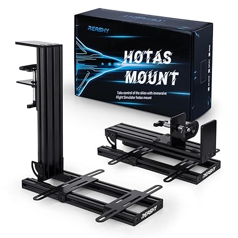 Reashy Hotas Mount, Joystick Mount, Aluminum Flight Stick Desk Mount for Logitech X56, X52, X52 Pro, Thrustmaster T.1600M, TCA, T.Flight Hotas One, 4, X, Airbus VKB Gladiator Nxt (Black)
