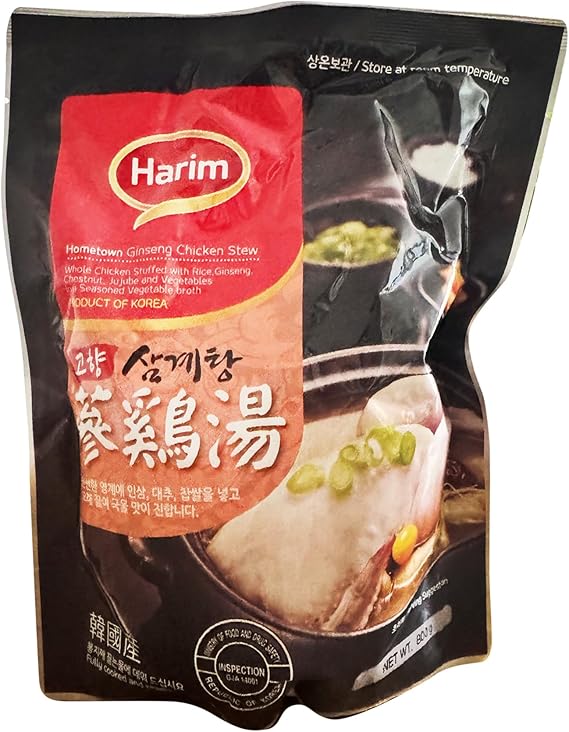 Harim Korean Ginseng Chicken Stew, Traditional Whole Chicken with Vegetable Broth, 800g