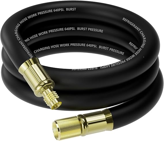 1/2" High Flow Vacuum Hose for Refrigeration, 6FT, 1/2" x 1/4" Fittings