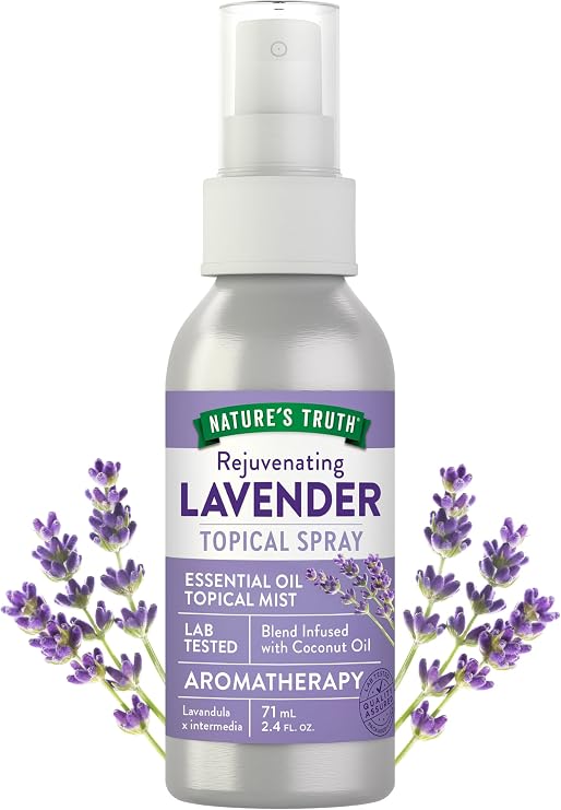 Nature's Truth Lavender Essential Oil Spray | 2.4 fl oz | Room Aroma Mist, Topical Use & Yoga