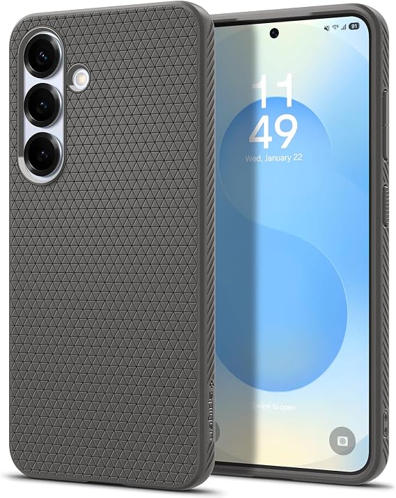 Spigen Galaxy S25 Plus ile Uyumlu Kılıf Liquid Air Kaymaz Dokulu Yüzey Gri Kapak - ACS08980 (Spigen TR Garantili)