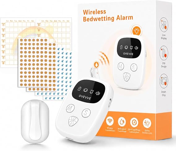 2026 New Wireless Bedwetting Alarm, Bed Wetting Alarm for Boys and Girls, Compact & Comfortable Wireless Sensor, 7 Melodies 3 Modes, Bed Wetting Solutions, Includes Progress Card White