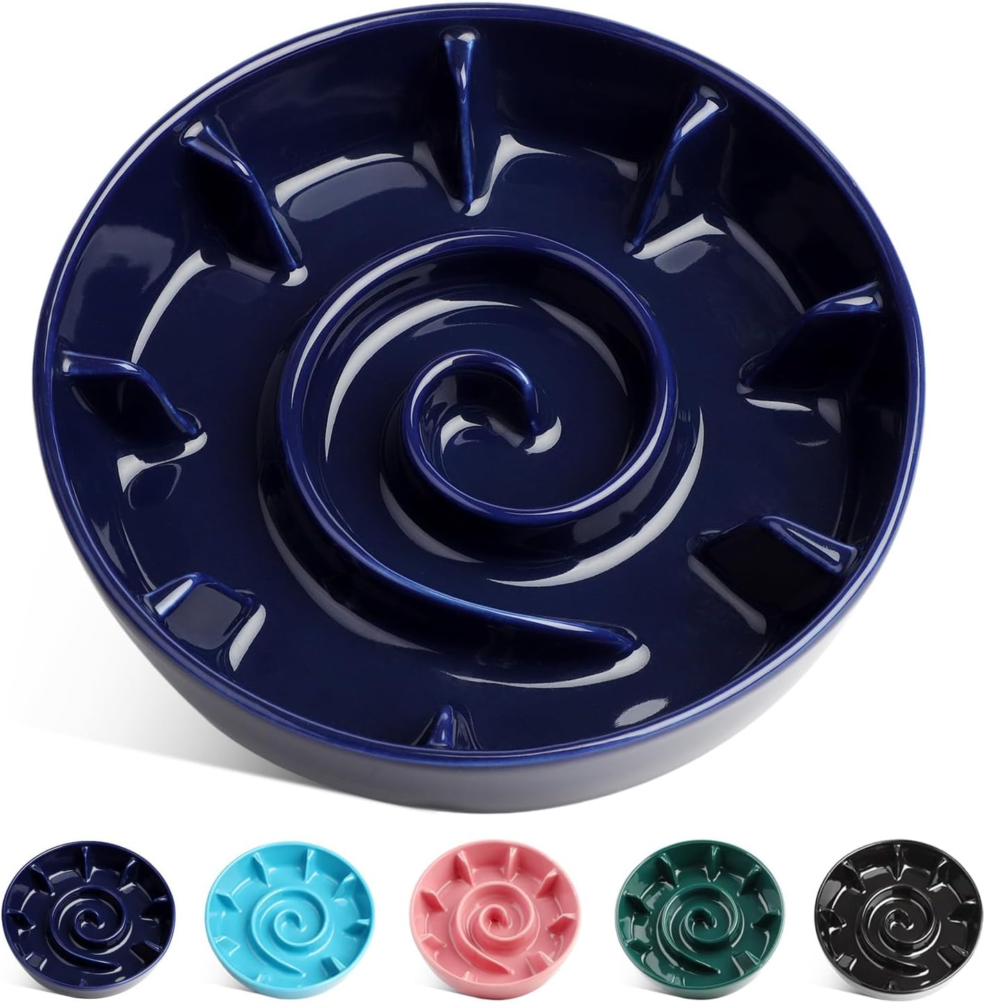 2 Cup Ceramic Slow Feeder Dog Bowl, 8 Slow Feeding Dog Dishes Medium Large Breed, Slow Eating Bowl for Fast Eater Anti-Choking Form Healthy Eating Habit, Puppy Puzzle Bowl Non-Slip Easy Clean