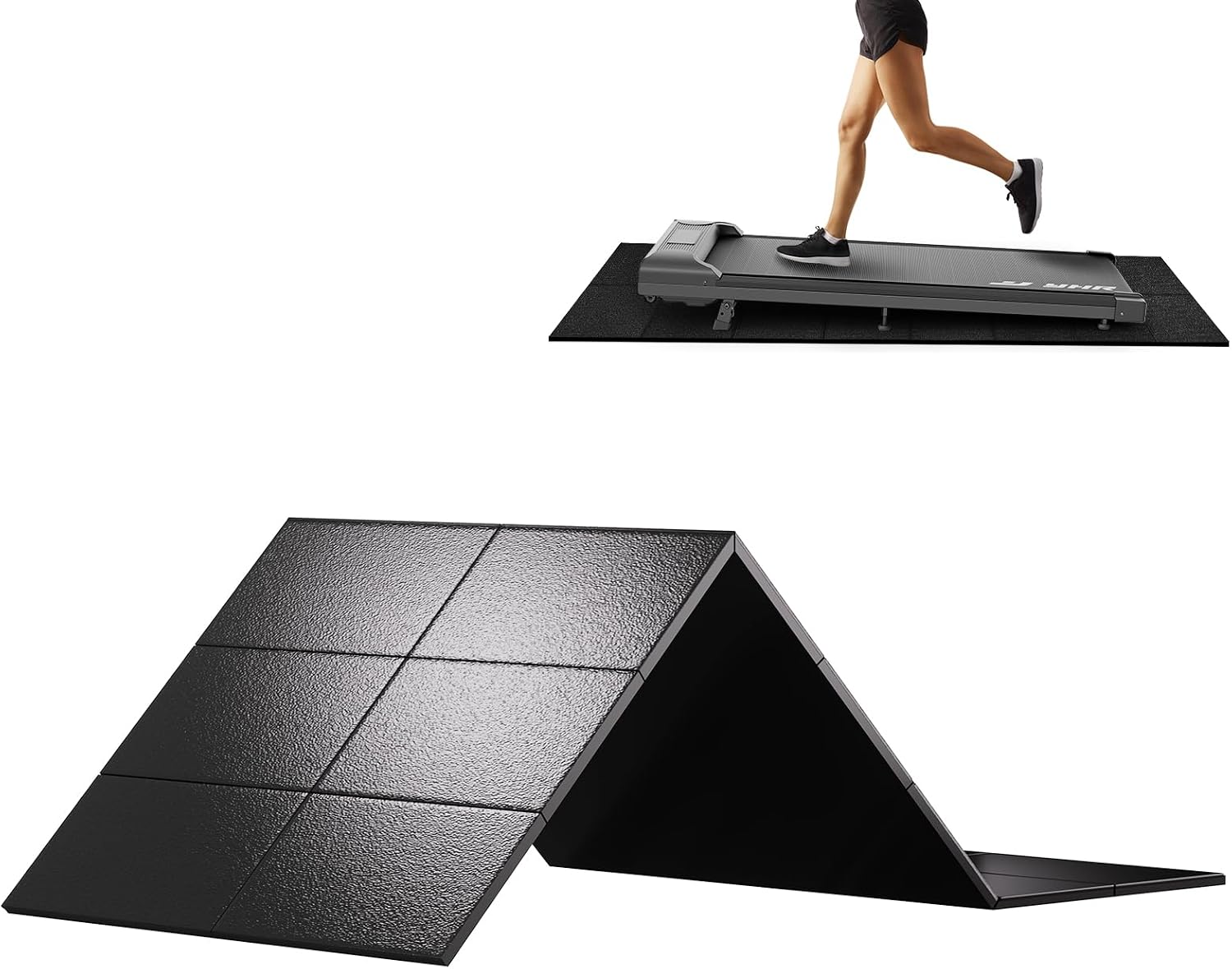 HOVSCO Foldable Treadmill Mat Non-Slip Exercise Bike Mat, 14 Thick, 30x63 Waterproof Walking Pad for Carpet, Hardwood Floors, Workout, Indoor Bikes, Fitness Equipment, Home Yoga