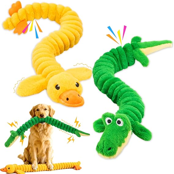 LECHONG 2-Pack 102cm Extra-Long Squeaky Dog Toys for Large Dogs, Soft Chew Plush Stuffed Animal Dogs Toy, Interactive Tug-of-War Dog Toys for All Dogs to Keep Them Busy